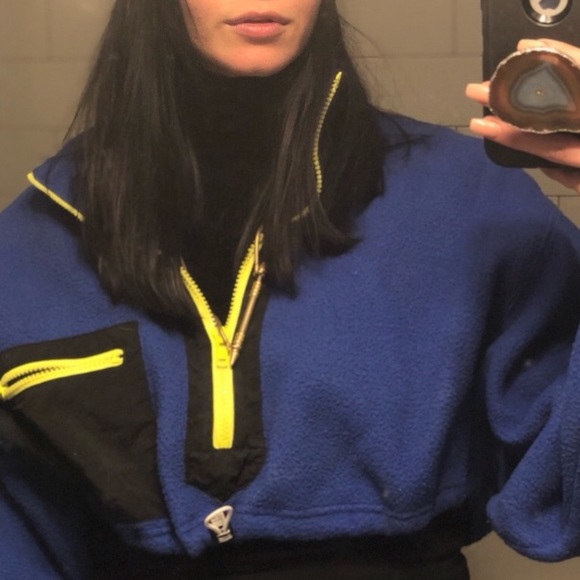 Eaton Sweaters - Vintage Reworked Crop Zip Fleece Sweater